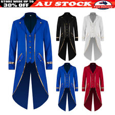 Men Gothic Jacket Steampunk Tailcoat Long Coat Halloween Medieval Costume Frock