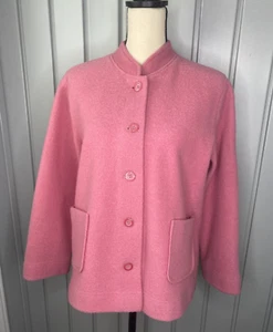 Norm Thompson Wool Jacket Size Med Petite Pink Rose Long Sleeves Button Front - Picture 1 of 8