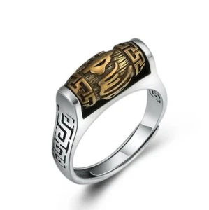 925 Sterling Silver &Brass Om Mani Padme Hum Adjustable Spinning Ring A3001 - Imagen 1 de 5