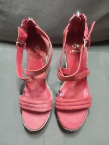 Isola Yalena Espadrille Wedge Sandals in Coral Suede Leather Size 9M Women - Picture 1 of 9