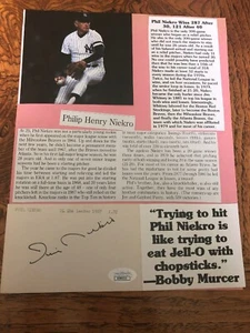 Phil Niekro Autographed Index Card W/article. Sharp Signature! HoF.JSA - Picture 1 of 3