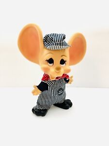 Vintage Ernie Engineer Train Mouse Coin Bank 10 1/2” Huron Products Company