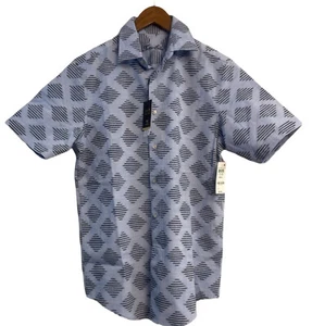 Tasso Elba Mens Regular Fit Small Knit Polo Button Down Shirt Blue NWT - Picture 1 of 5