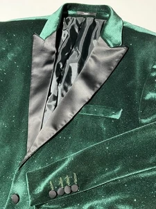 Wessi Men’s Green Sparkle Glitter Tuxedo Jacket Christmas Holiday NYE Party $300 - Picture 1 of 7