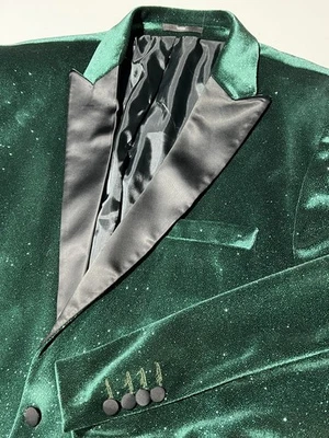 Wessi Men’s Green Sparkle Glitter Tuxedo Jacket Christmas Holiday NYE Party $300 - Image 1 of 4