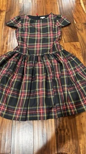 CREWCUTS GIRLS DRESS HOLIDAY CHRISTMAS SIZE 14 RED PLAID EEUC - Picture 1 of 5