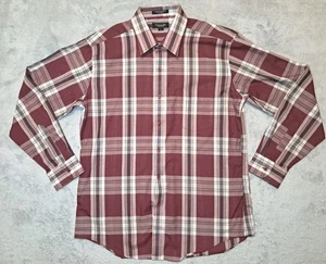 Christian Dior Shirt Mens L Burgundy Red Plaid Monsieur Long Sleeve Button Up - Picture 1 of 10