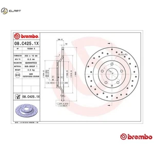 2x BRAKE DISC 08.C425.1X FOR MAZDA PY-Y8/VPS/ZA 2.5L SH-VPTS 2.2L PEX3 2.0L 4cyl - Picture 1 of 10