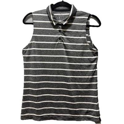 Polo sin mangas de golf Nike DRI-Fit Breathe gris a rayas para mujer talla mediana $60 Foto 1 de 4