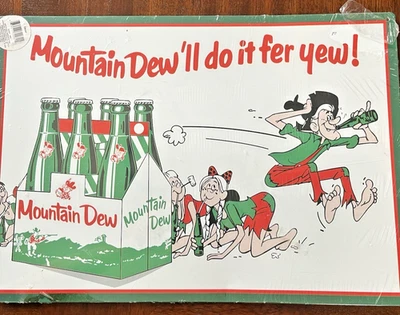 Letrero de colección Mountain Dew Hillbilly Cola Pop Soda 17" letrero de hojalata de metal. Foto 1 de 4