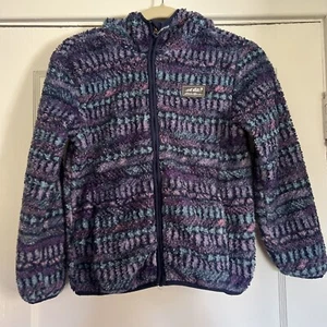 Youth Eddie Bauer Deep Pile Fleece Hoodie Sweatshirt Aztec Pattern Kids M 10-12 - Picture 1 of 7