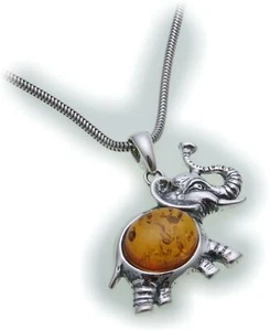 Anhänger echt Bernstein Elefant echt Silber 925 Sterlingsilber Unisex - Bild 1 von 1