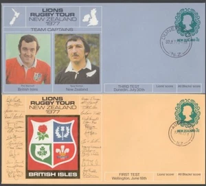 NEW ZEALAND 1977 7c QEII LIONS TOUR SET x4 PSTL STATIONERY ENV USED ID032/D62376 - Picture 1 of 2