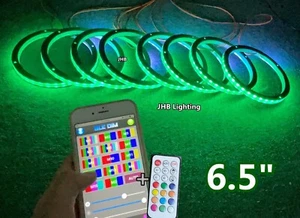 JHB 8PCS 6.5"RGB CHASING FLOW LED Remote APP Car Subs Audio Speaker Rings Lights - Picture 1 of 16