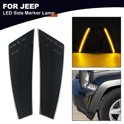 Amber LED Front Bumper Side Marker Lights Signal Lamp For 2008-2012 Jeep Liberty Foto 1 de 4