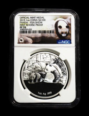 2015 China Panda Silver Coin Fun Show First Reverse Proof NGC PF70 - Image 1 of 2