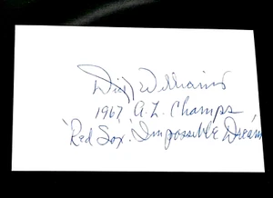 DICK WILLIAMS a/ "RED SOX IMPOSSIBLE DREAM" SIGNED AUTOGRAPHED INDEX CARD 3X5 - Picture 1 of 1
