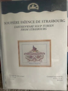 DMC Counted Cross Stitch Kit Earthenware Soup Tureen From Strasbourge 30x35cm - Picture 1 of 2