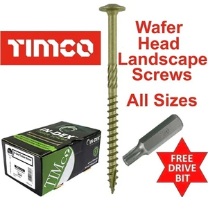 WAFER HEAD WOOD SCREWS LANDSCAPE TIMBER FIX SLEEPER DECKING JOINING TORX INDEX - Picture 1 of 5