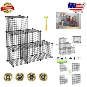 Versatile Metal Cube Storage Shelf - 6 Cubes for Bedroom, Living Room, or Office - Picture 1 of 8