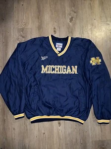 Chaqueta cortavientos pulóver forrada XL Reebok Michigan Wolverines de colección RARA - Imagen 1 de 9