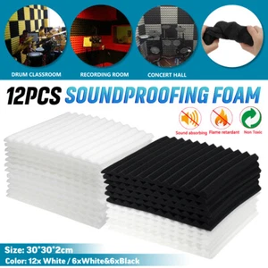 12PCS DIY Studio Acoustic Foam Sound Absorbtion Proofing Panels Soundproof Tiles - Foto 1 di 11