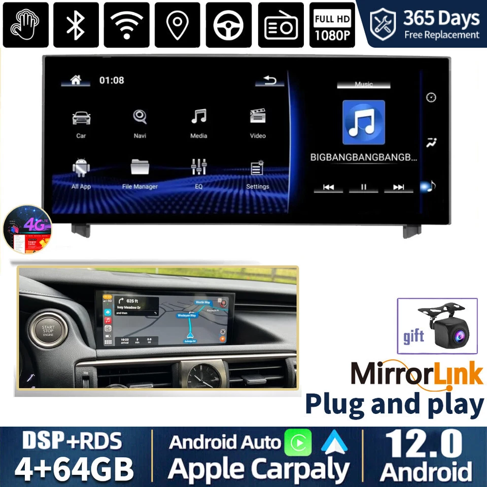 Radio estéreo para automóvil Android 10,25" 4+64G CarPlay GPS para Lexus IS250 IS30 2013-2018 Foto 1 de 4