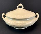 Crown Ducal Florentine White Covered Vegetable Dish Bowl Handled