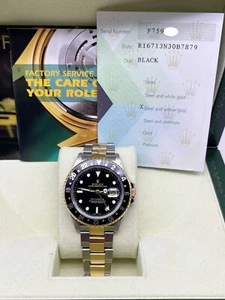Rolex GMT Master II 16713 Black Dial 18K Yellow Gold Steel 40mm Box Paper 2006 - Picture 1 of 7
