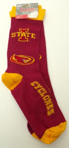 NWT TOPSOX Iowa State Cyclones Red & Yellow Socks One Size Fits Most Cover