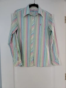 Lilly Pulitzer Striped Pastel Long Sleeved Button Down Shirt Size 8 - Picture 1 of 10
