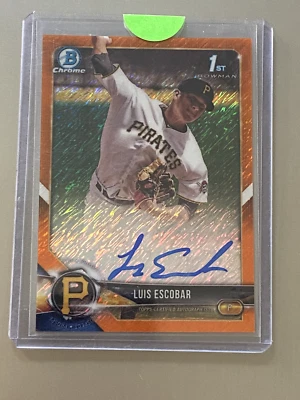 2018 Bowman Chrome Prospect Orange Shimmer Refractor /25 Luis Escobar Auto - Image 1 of 2