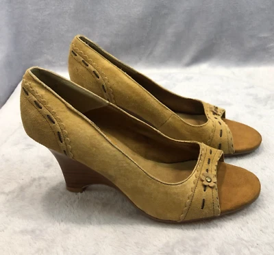 Hillard & Hanson Mujer Talla 9 Caramelo Marrón Gamuza Cuero Gamuza Genuino Abierto Foto 1 de 4