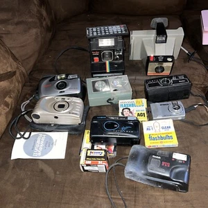 Lot of Film Cameras Polaroid Kodak film flash etc not tested - Picture 1 of 12