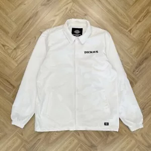 Dickies Button Down Rose Logo White Collared Jacket Men’s M - Picture 1 of 22