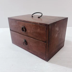 Rare Edo Period Japanese Wooden Box Small Chest Antique Wabisabi Interior Decor - Bild 1 von 6
