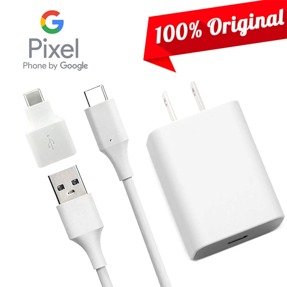 OEM Google Charger and/or Type-C Cable and/or USB Adapter for Pixel 6/5/4/3/2 XL - Image 1 of 1