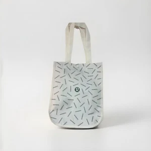 Lululemon Reusable Shopping Gift Bag Yoga Logo Snap! Small Tote White / Green - Picture 1 of 1