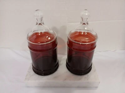 Anchor Hocking Royal Ruby Red Glass Candy Apothecary Lidded Jars Set Of 3 Jars - Image 1 of 4