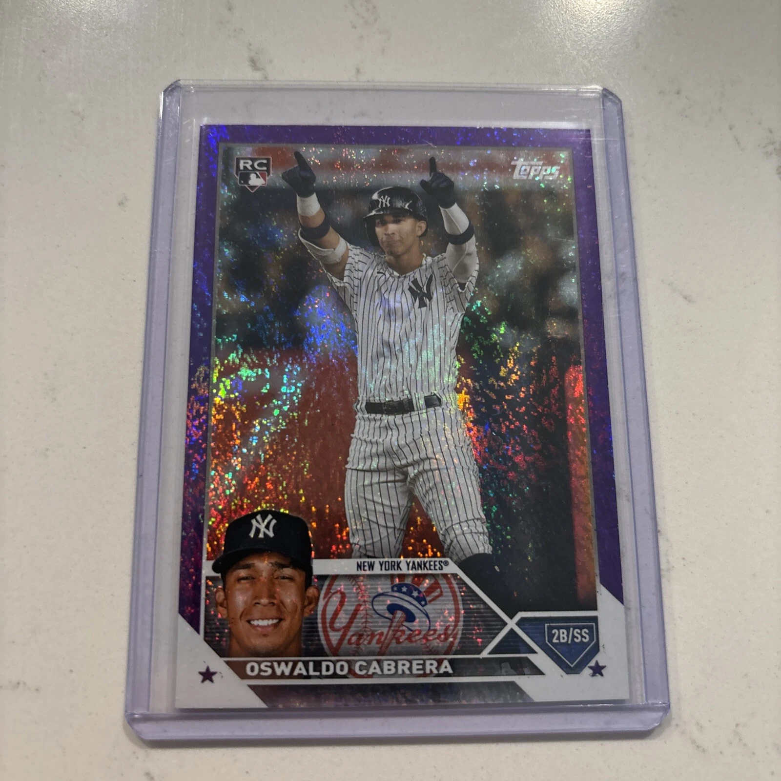 2023 Topps Series 2 Purple Foil Oswaldo Cabrera Rookie RC Yankees 487 #'d /799
