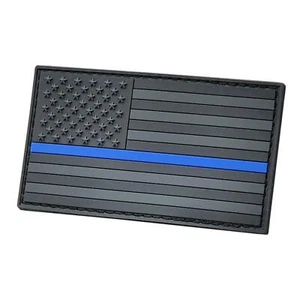 america USA flag PVC thin blue line blackout american patriotic morale patch - Picture 1 of 2