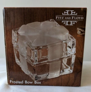 Fitz And Floyd Frosted Bow Box Trinket Box Decorative Glass Holiday Christmas - Picture 1 of 10