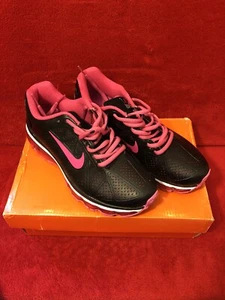 NIKE Womens Air Max + 2011 Leather Size 7~ 456326 061~ Black/Hot Pink~ NM Cond. - Picture 1 of 6