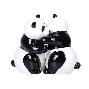 Panda Bears Salt Pepper Shakers Kissing Magnetic Kitchen Decor - Afbeelding 1 van 1