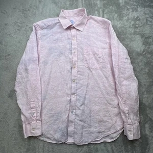 J McLaughlin Shirt Men Sz XL 100% Linen Pink & White Stripes Long Sleeve Buttons - Picture 1 of 11