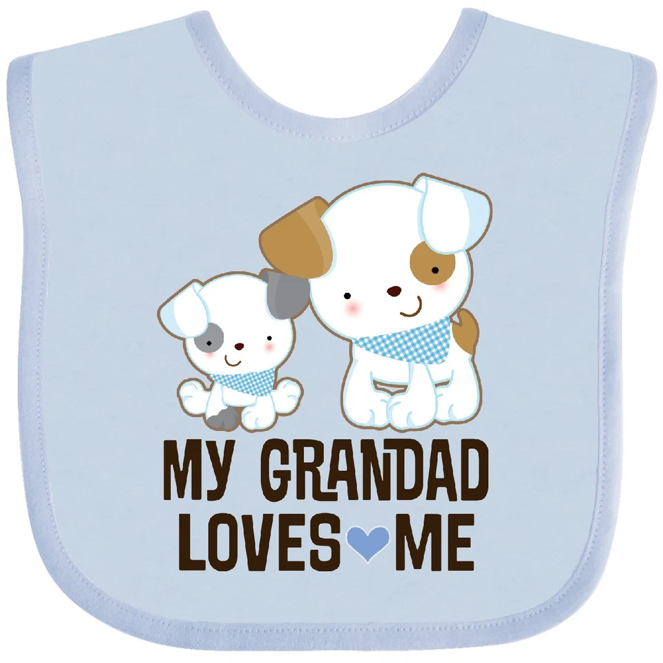 Inktastic My Grandad Loves Me Nieto Cachorro Bebé Babero Ropa Niños Nietos Foto 1 de 1