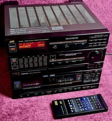 JVC DR-E2L BK Stereo Double Cassette Deck Receiver & Tuner Vintage + Remote - Image 1 of 4