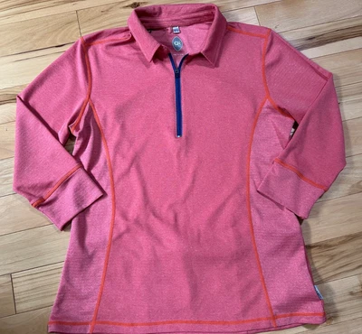 Camisa de ciclismo Club Ride para mujer talla L manga 3/4 naranja 1/4 cremallera bolsillos ventilación Foto 1 de 4