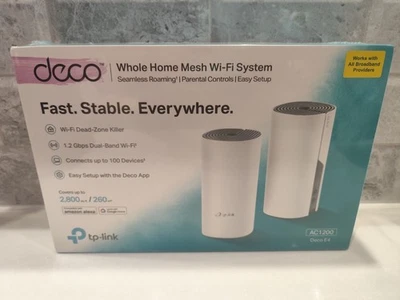 New Sealed [2 Pack] Deco TP-Link E4 AC1200 Whole Home Mesh Wi-Fi System Twin  - Image 1 of 4