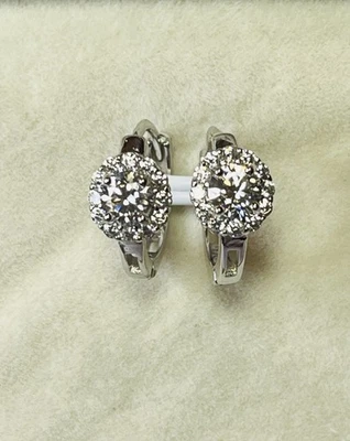 Small 925 Sterling Silver .50 TCW  VVS1 Moissanite Hoop Earrings - Image 1 of 4